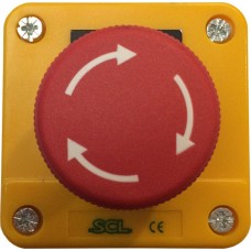Red Emergency Stop - Twist to Release - Yellow Enclosure - IP65